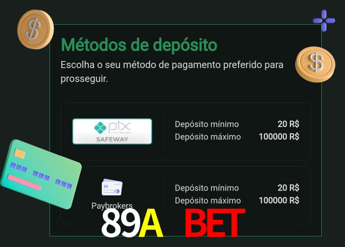 O cassino 89A Bet oferece uma grande variedade de métodos de pagamento